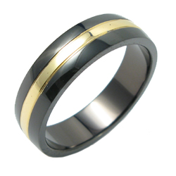 Gold Inlay Titanium Ring