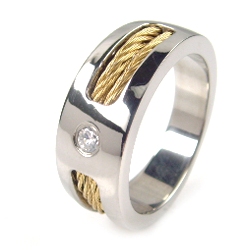 Gold Inlay Titanium Ring