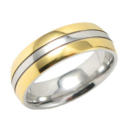 Gold Inlay Titanium Ring