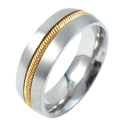 Gold Inlay Titanium Ring