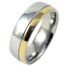 Gold Inlay Titanium Ring