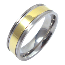 Gold Inlayed Titanium Ring