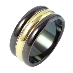 Gold Inlay Titanium Ring