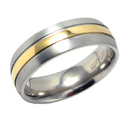 Gold Inlay Titanium Ring